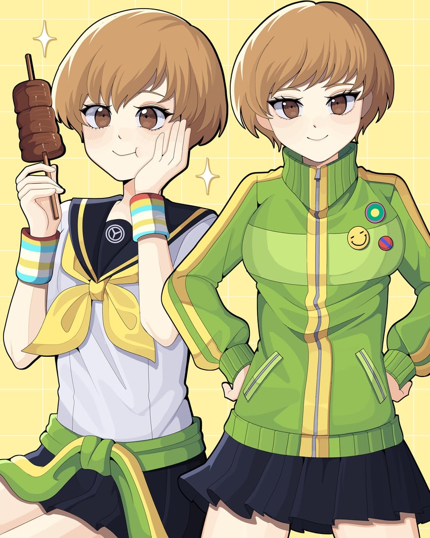 satonaka chie (persona and 1 more) drawn by bobamiruku