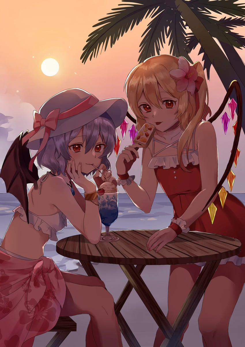 remilia scarlet and flandre scarlet (touhou) drawn by shiro0_0iro