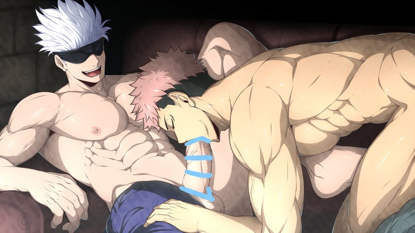 gojou satoru and itadori yuuji (jujutsu kaisen) drawn by kuroshinki