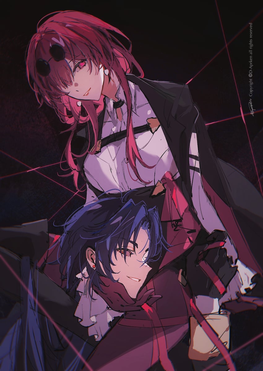 kafka and blade (honkai and 1 more) drawn by d-aprken