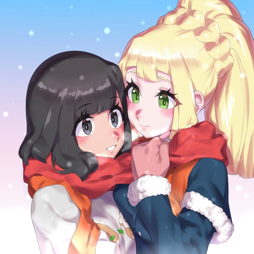 lillie and selene (pokemon and 1 more) drawn by mizuumi_(bb)