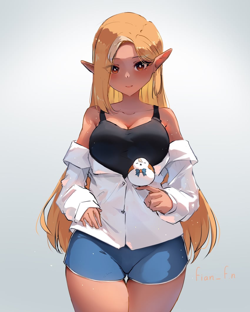 shiranui flare and elfriend (hololive) drawn by fian_f.n
