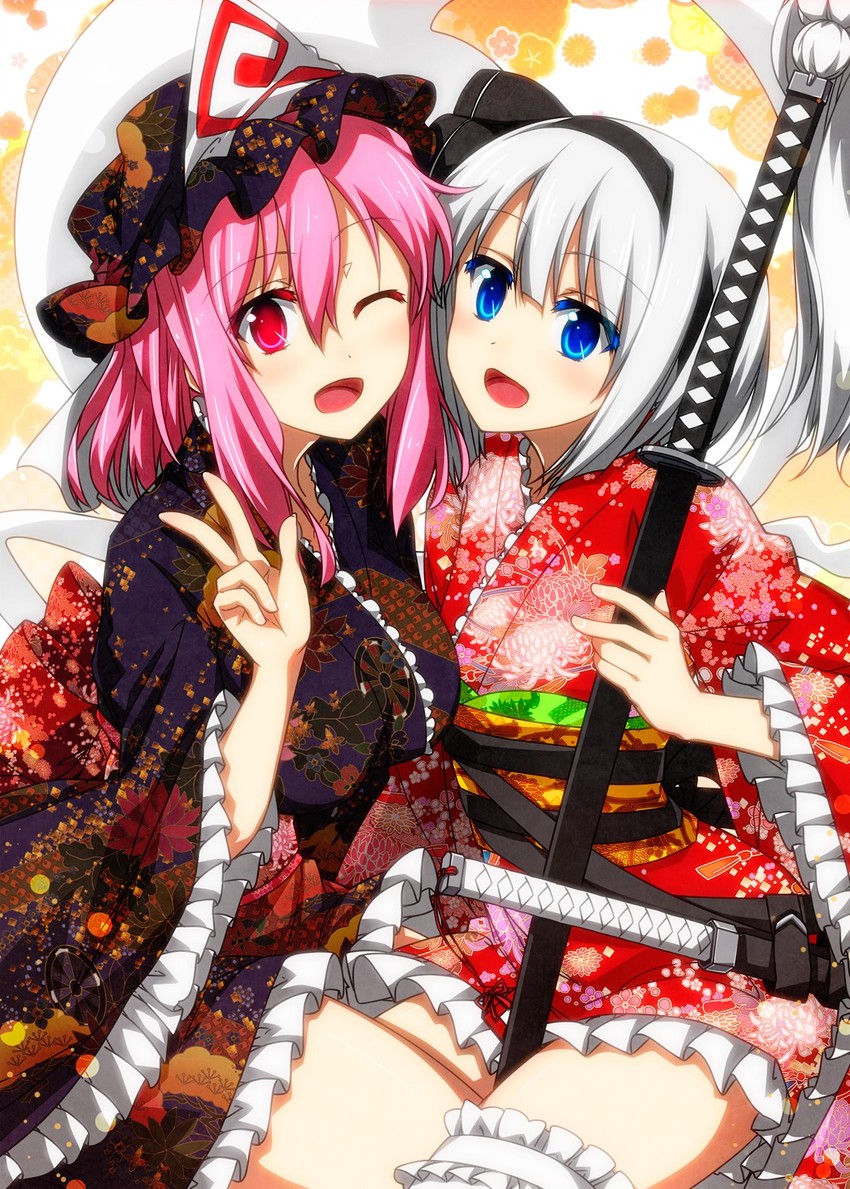 konpaku youmu and saigyouji yuyuko (touhou) drawn by sazanami_mio
