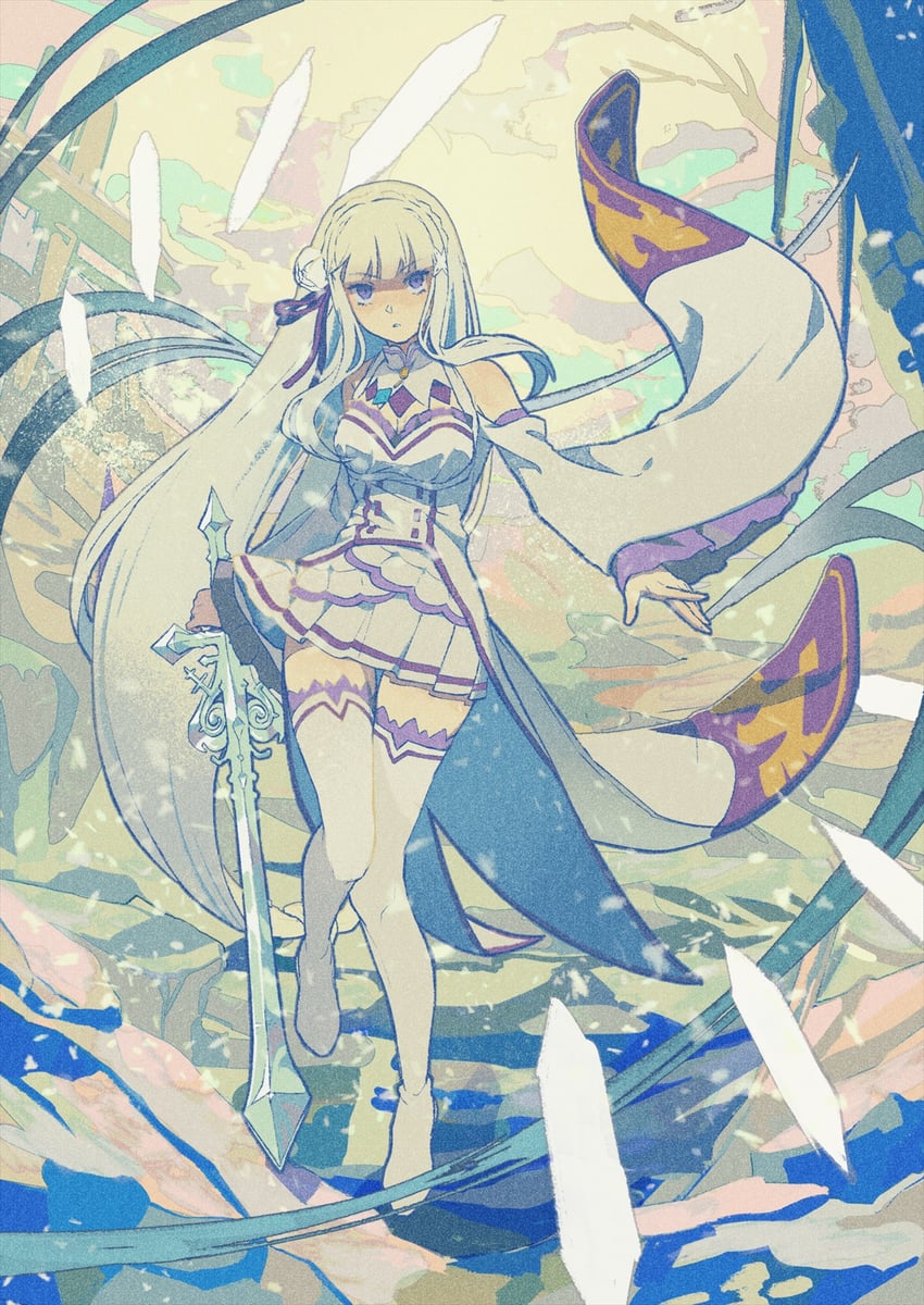 emilia (re:zero kara hajimeru isekai seikatsu) drawn by iwamushi