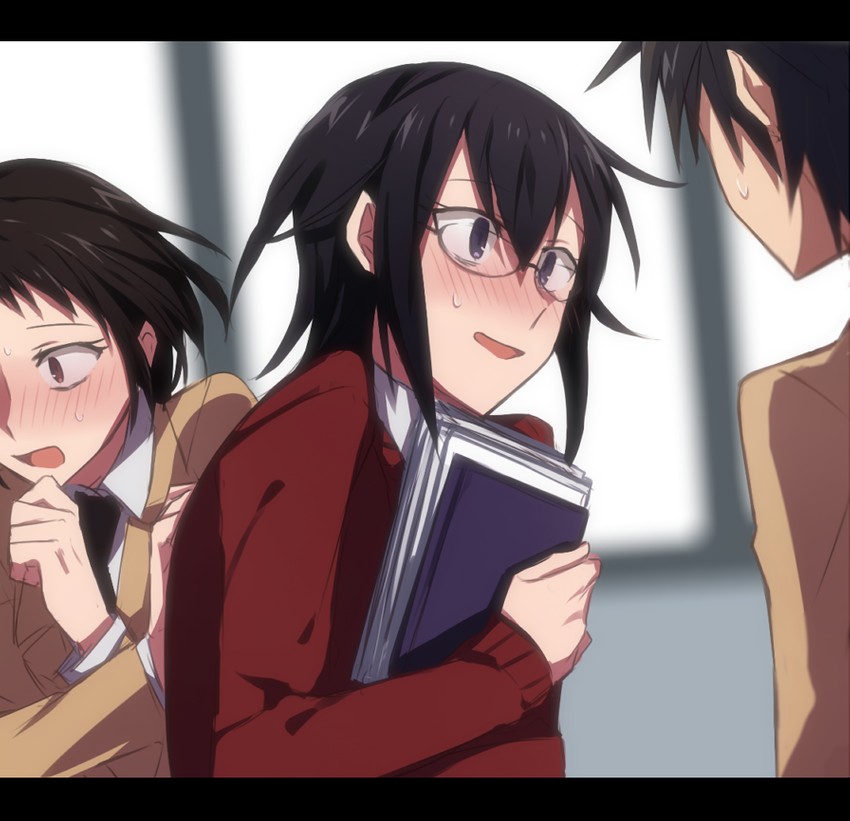 kuroki tomoki, komiyama kotomi, and iguchi akari (watashi ga motenai no wa dou kangaetemo omaera ga warui!) drawn by aoki_shizumi