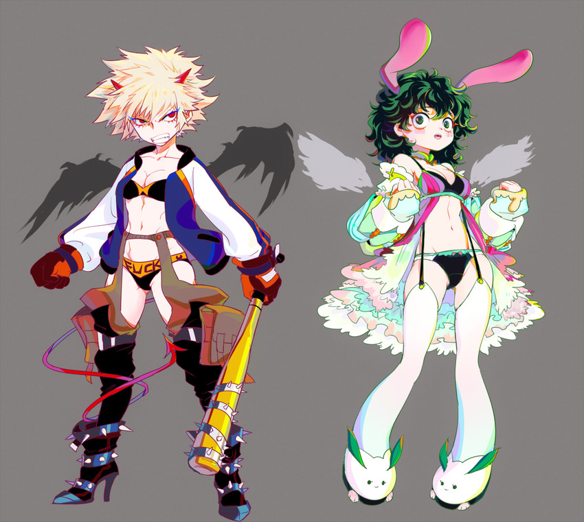 midoriya izuku and bakugou katsuki (boku no hero academia) drawn by changye