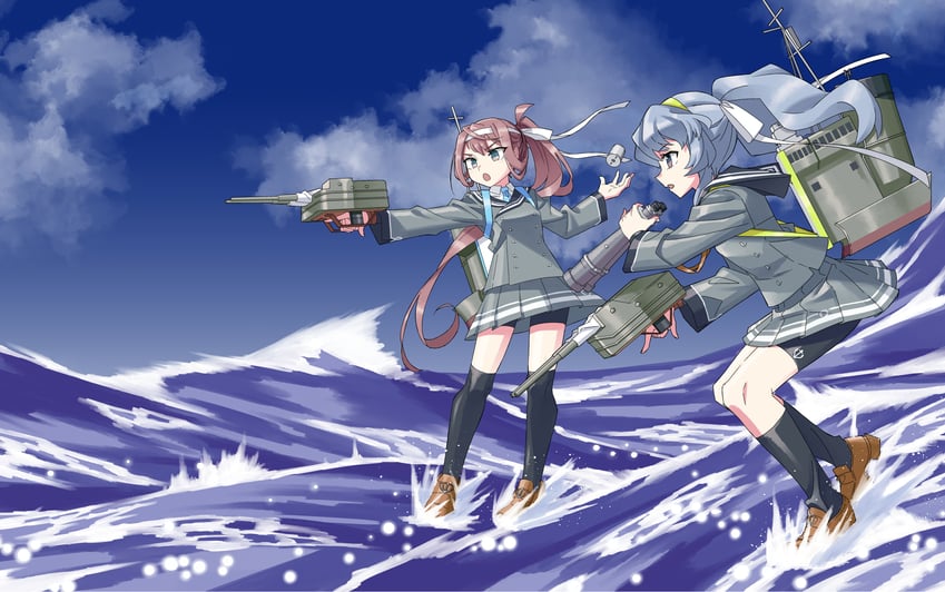 asagumo and yamagumo (kantai collection) drawn by kazh_(kazu)