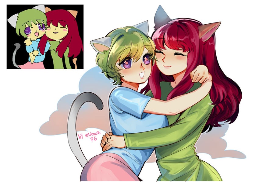 raku-chan and koneko-chan (nyan neko sugar girls) drawn by elbaraa and nyannyandesu