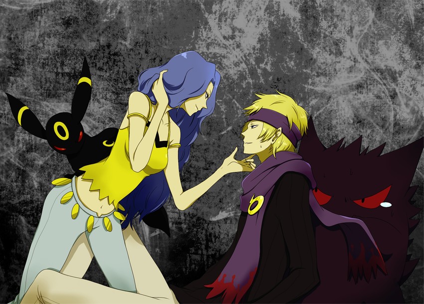 umbreon, gengar, morty, and karen (pokemon and 1 more) drawn by muu1519