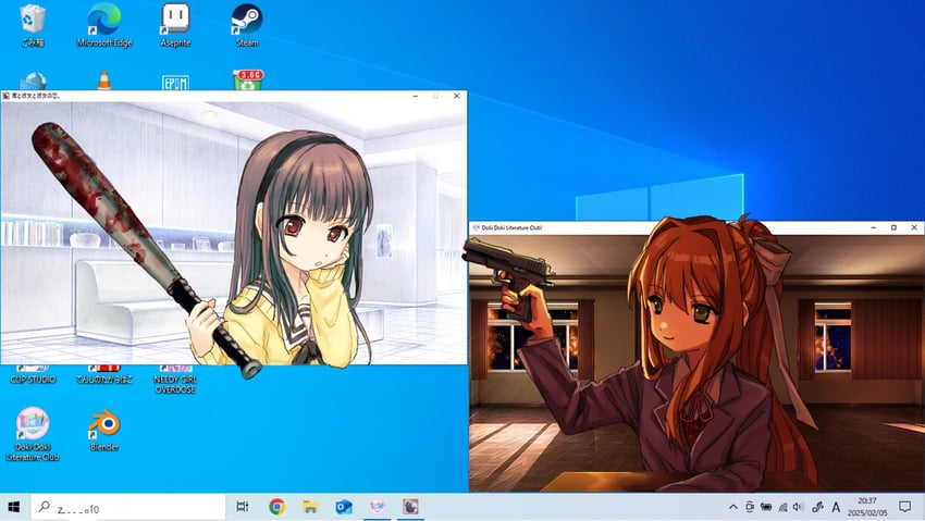 monika and sone miyuki (needy girl overdose and 10 more) drawn by shinsekai_(z_o10)