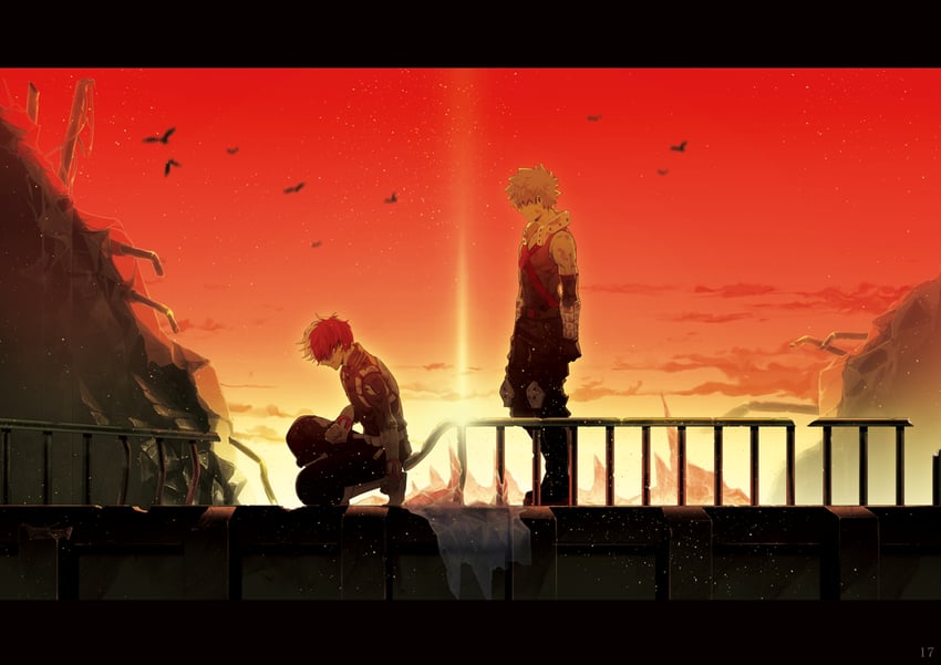 bakugou katsuki and todoroki shoto (boku no hero academia) drawn by 5_(toriaezu555)