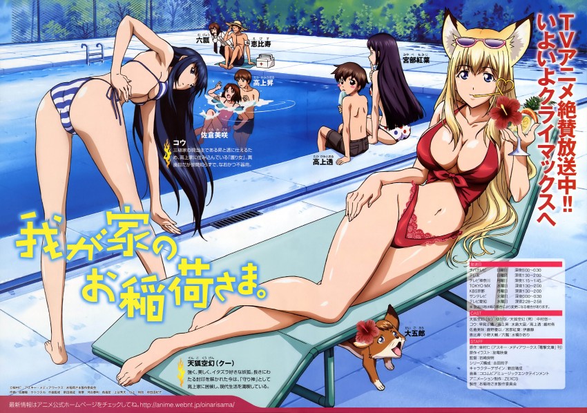 tenko kuugen, kou, sakura misaki, mubyou, takagami noboru, and 4 more (wagaya no oinari-sama) drawn by nitta_yasunari and satou_taka