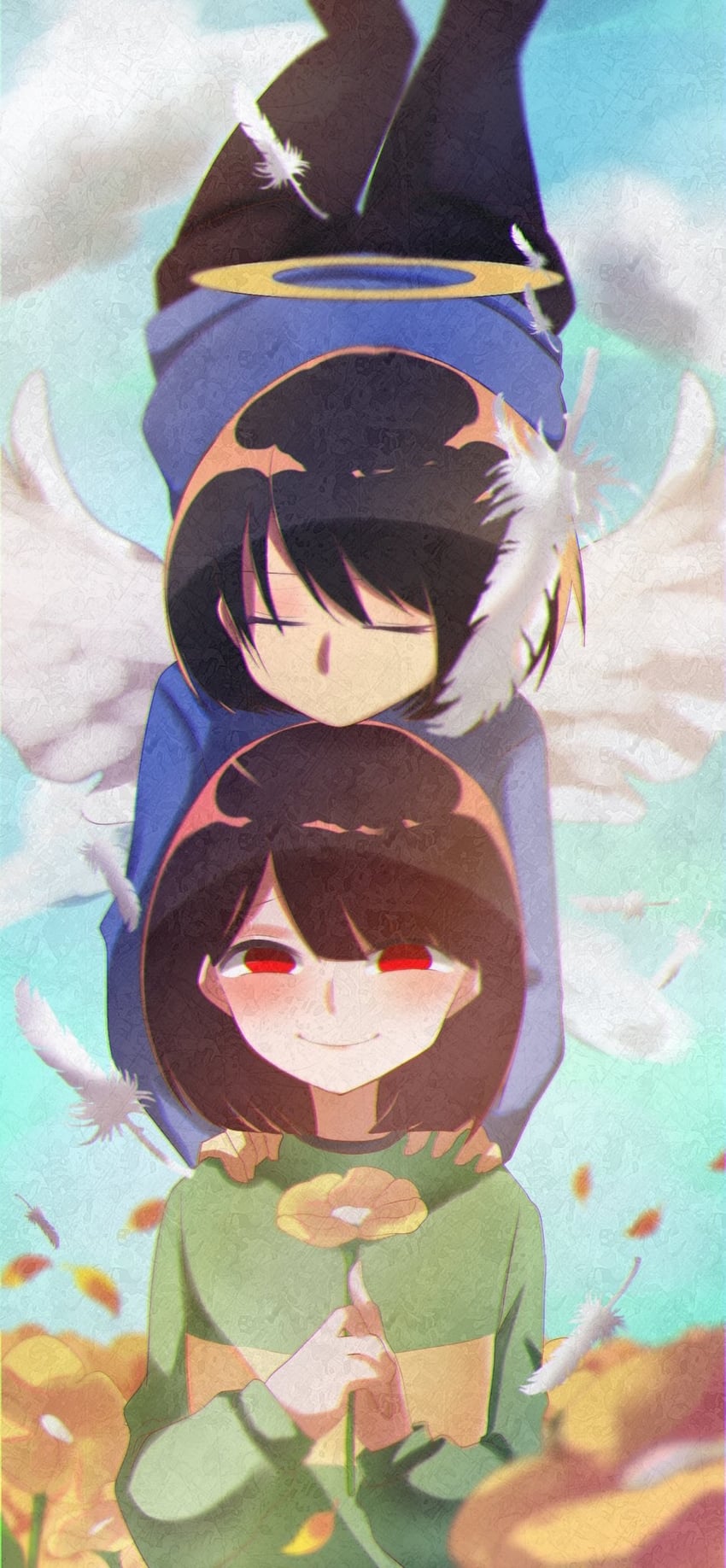 frisk and chara (undertale) drawn by 345_myk