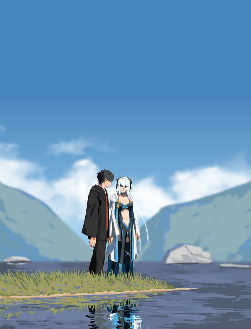 fujimaru ritsuka and morgan le fay (fate and 1 more) drawn by paperpillar