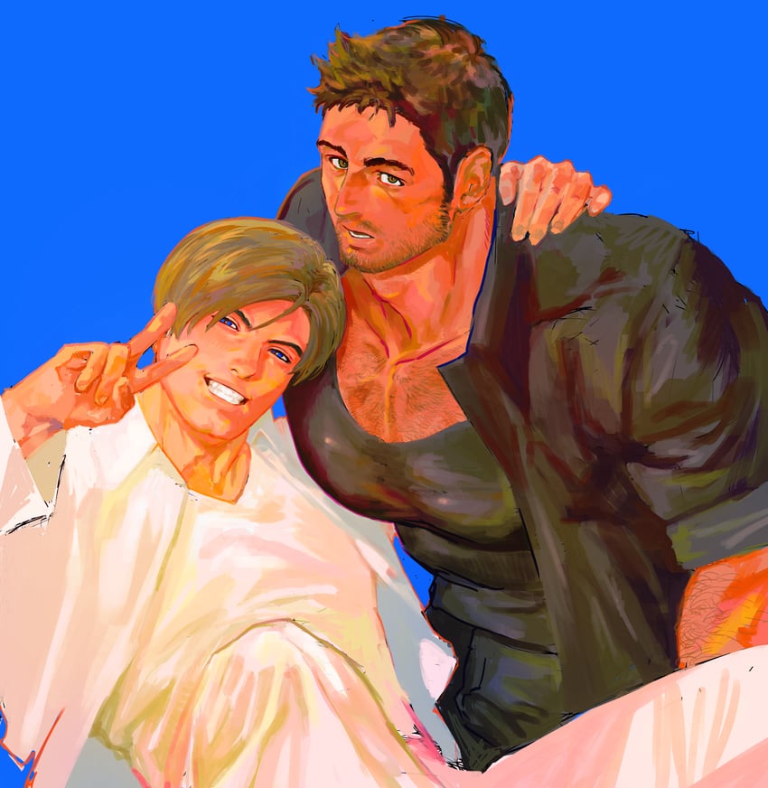 leon s. kennedy and chris redfield (resident evil and 1 more) drawn by 123456dyom