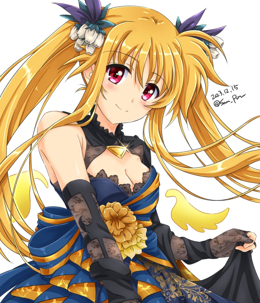 fate testarossa and bardiche (lyrical nanoha and 2 more) drawn by san-pon