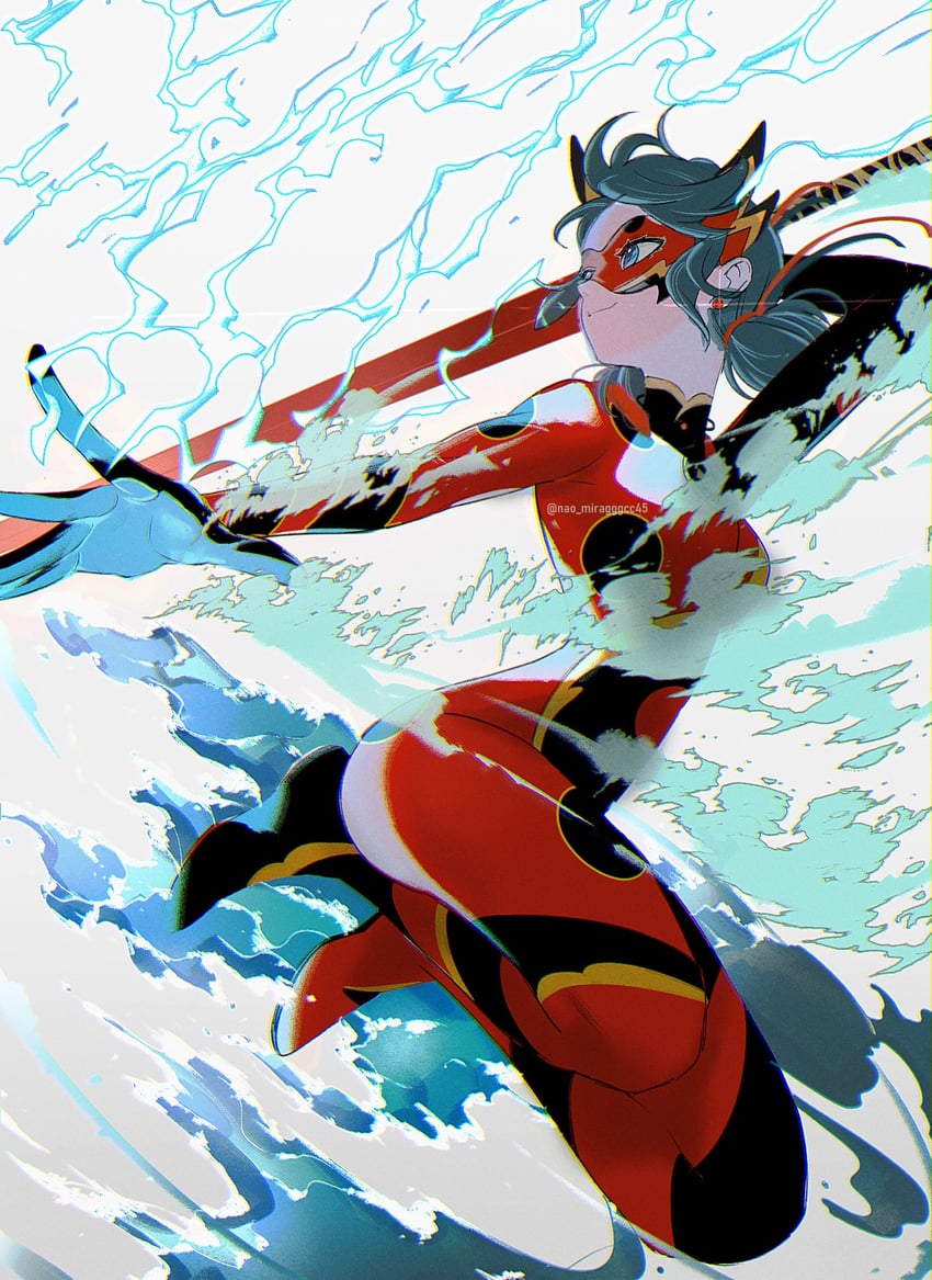 marinette dupain-cheng and dragonbug (miraculous ladybug) drawn by seio_(nao_miragggcc45)