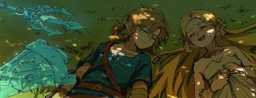 link and princess zelda (the legend of zelda and 1 more) drawn by imo_yaco