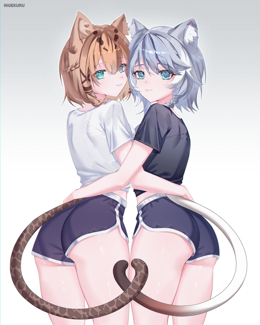 cipher and pardofelis (honkai and 2 more) drawn by higekuru
