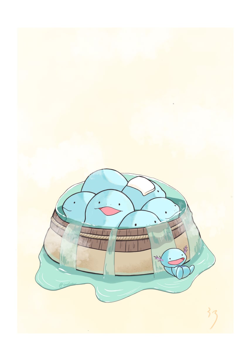 wooper and quagsire (pokemon and 1 more) drawn by uroillustration