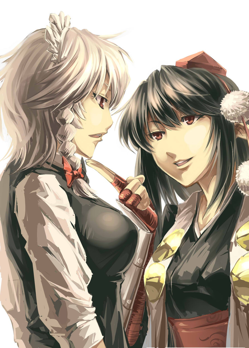 izayoi sakuya and shameimaru aya (touhou) drawn by ruukii_drift