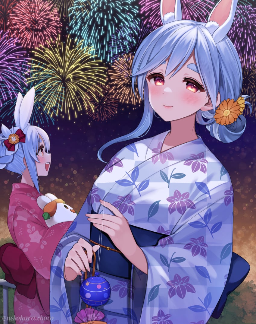 usada pekora, pekomama, and pekomon (hololive) drawn by nekohara_choco