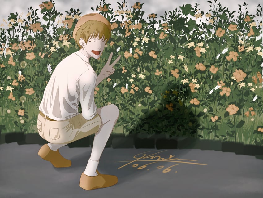 mukai kouji (real life and 1 more) drawn by kuaile_xiaogou