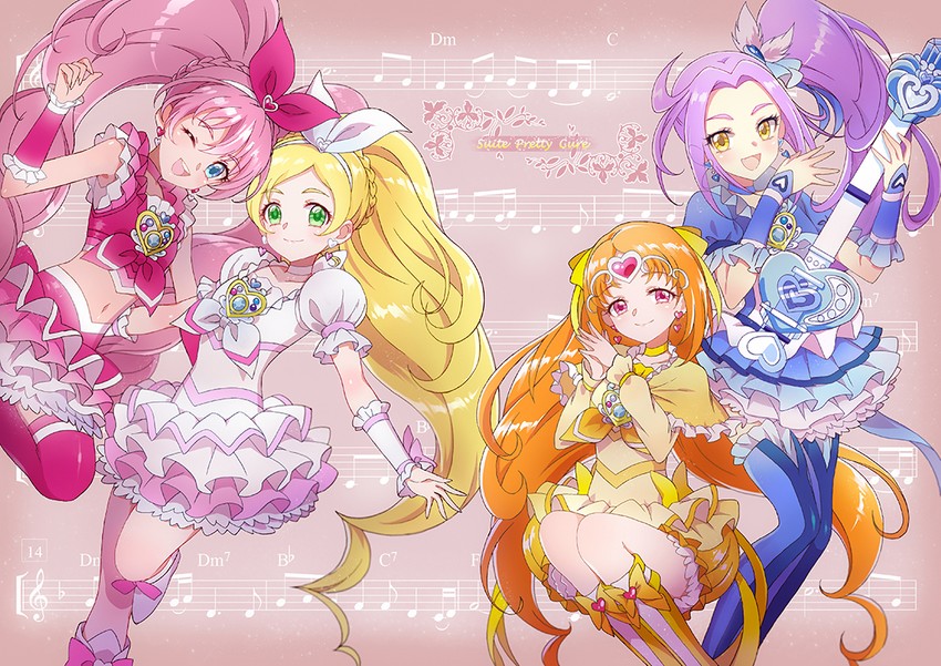 houjou hibiki, minamino kanade, cure melody, kurokawa eren, shirabe ako, and 5 more (precure and 1 more) drawn by hoshi_(xingspresent)
