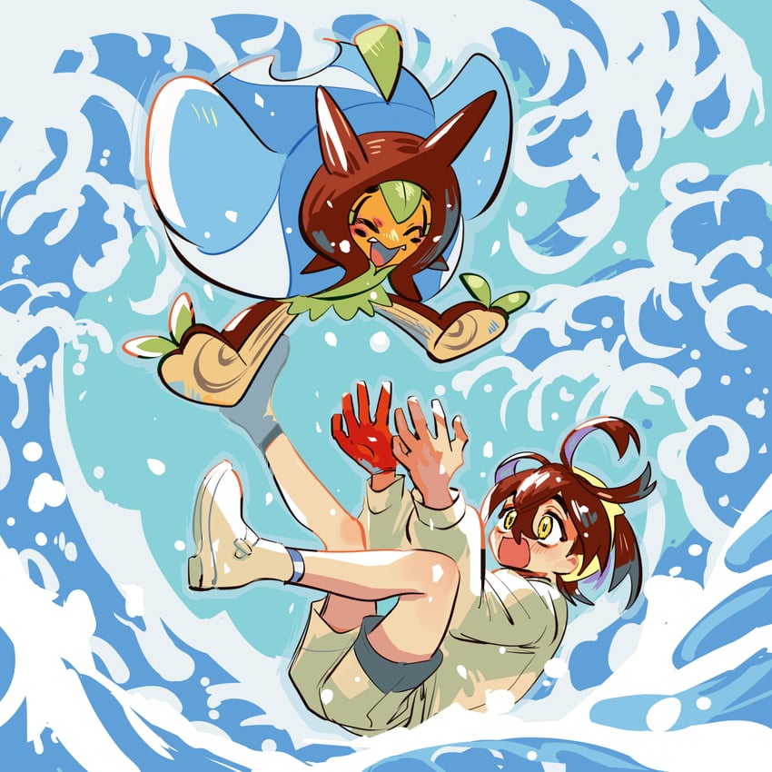 kieran and ogerpon (pokemon and 1 more) drawn by assassinookayu