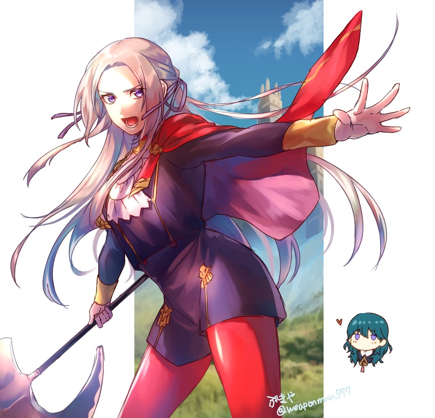 female byleth and edelgard von hresvelg (fire emblem and 1 more) drawn by bukiya_(weaponman)