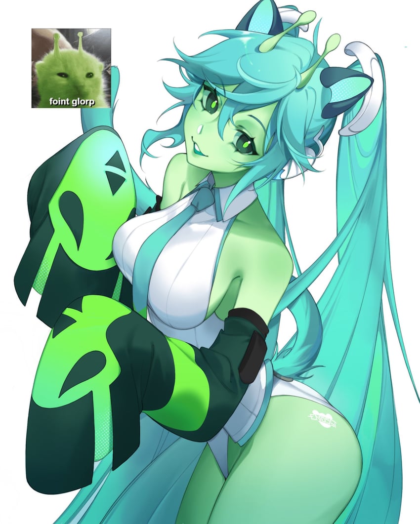 hatsune miku, glorpi miku, and glorp (vocaloid) drawn by enosst