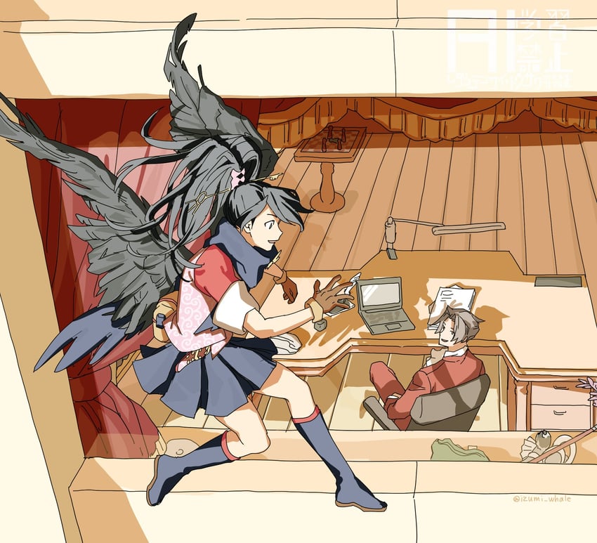 miles edgeworth and kay faraday (ace attorney and 1 more) drawn by izumi_whale
