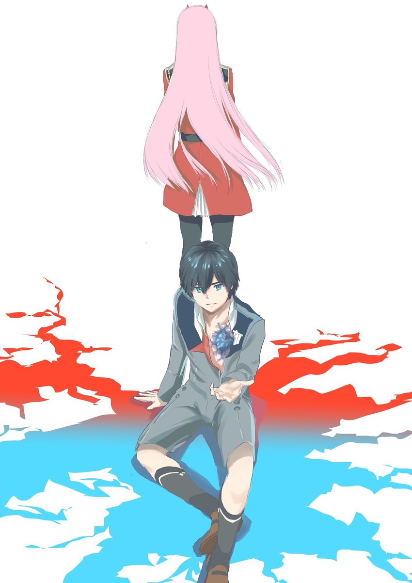 zero two and hiro (darling in the franxx) drawn by zyb780