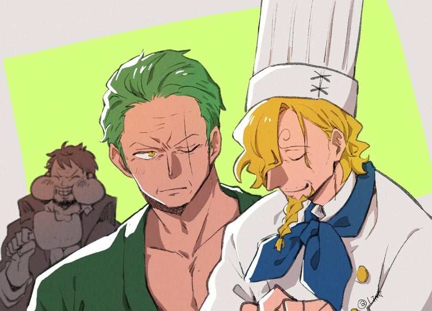 monkey d. luffy, roronoa zoro, and sanji (one piece)