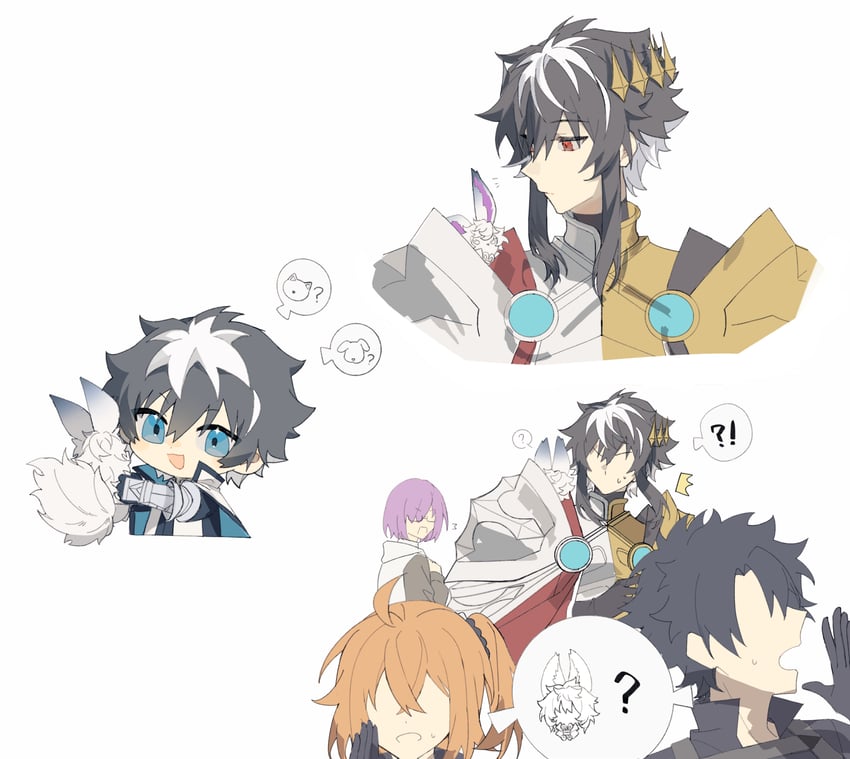 mash kyrielight, fujimaru ritsuka, fou, and charlemagne (fate and 1 more) drawn by idass_(idass16)