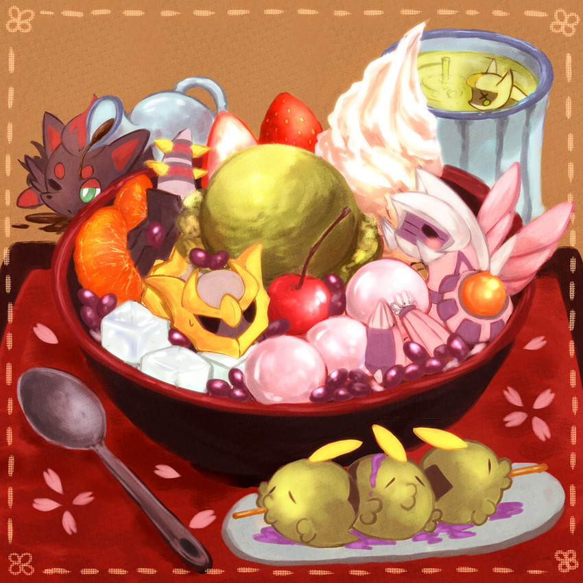 zorua, giratina, arceus, palkia, and gulpin (pokemon and 1 more) drawn by kabocha_torute