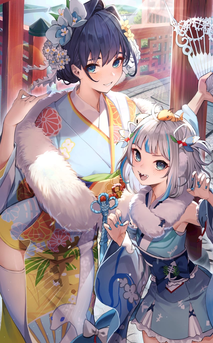 gawr gura, ouro kronii, and ebi-chan (hololive and 1 more) drawn by netural