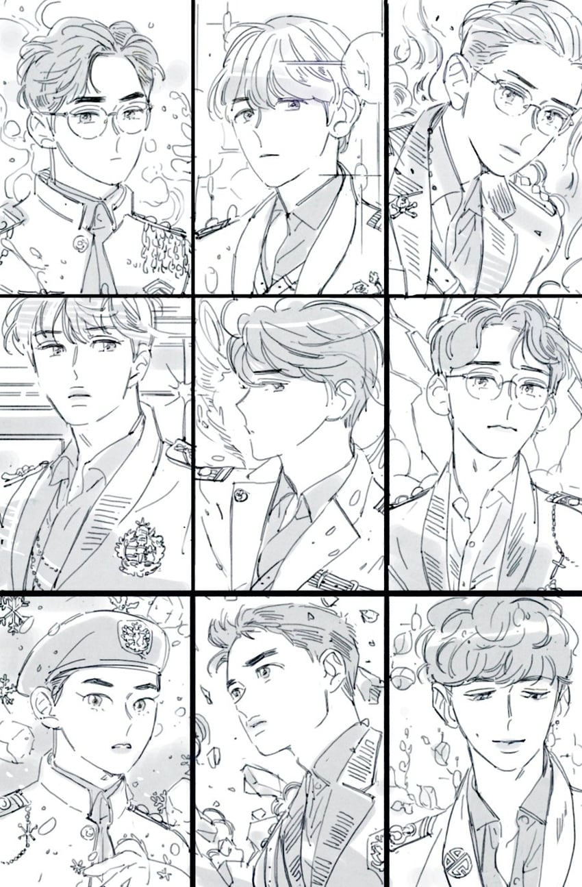 xiumin, d.o., chen, baekhyun, kai, and 4 more (real life and 1 more) drawn by langmanpanda