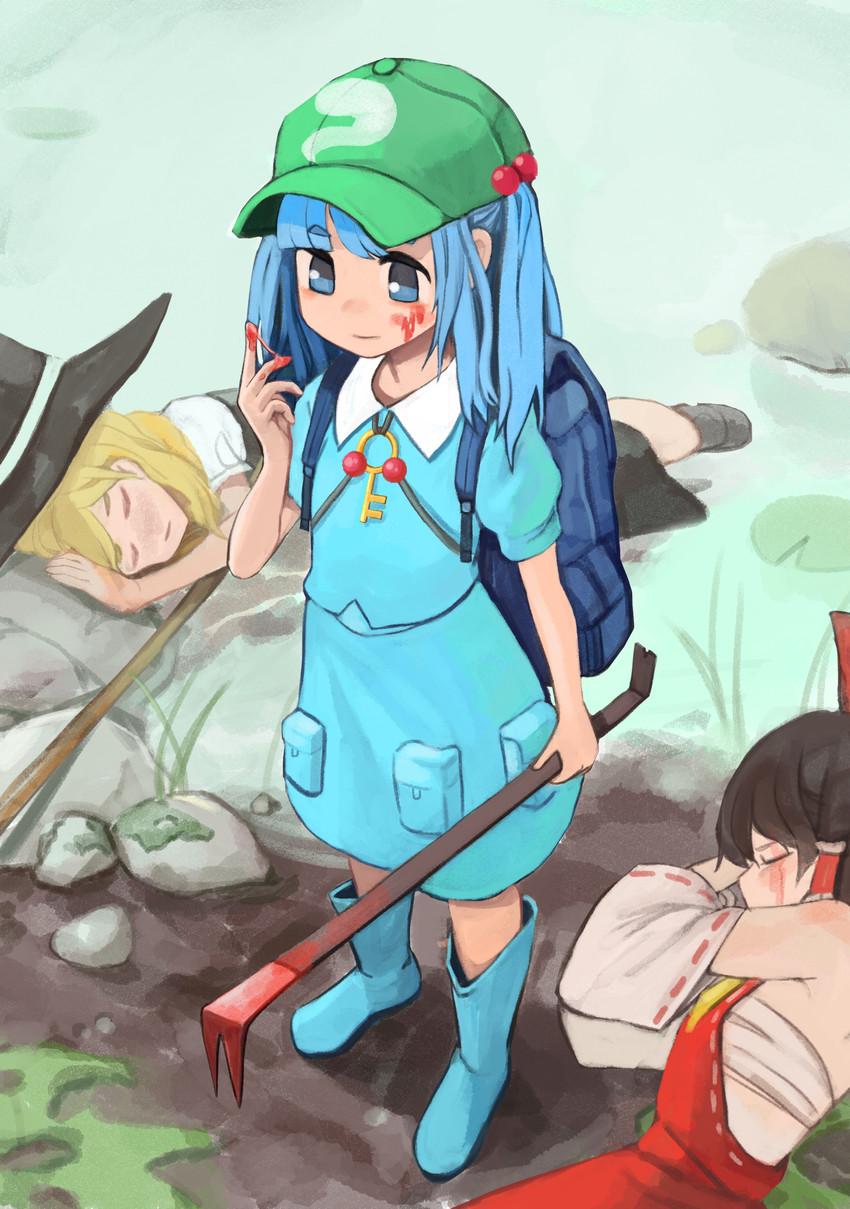 hakurei reimu, kirisame marisa, and kawashiro nitori (touhou) drawn by permanentlow