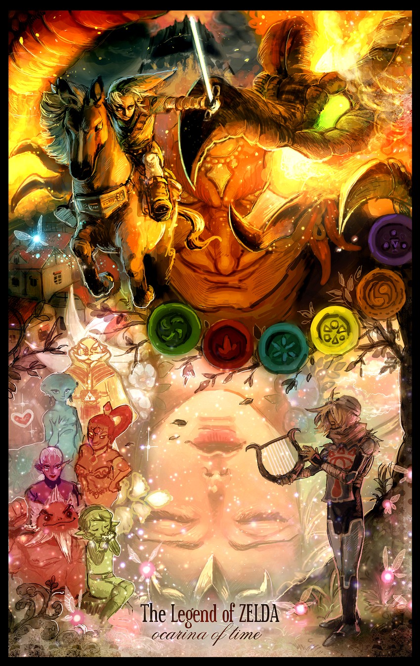 link, princess zelda, ganondorf, sheik, navi, and 8 more (the legend of zelda and 1 more) drawn by yumeshima_sui