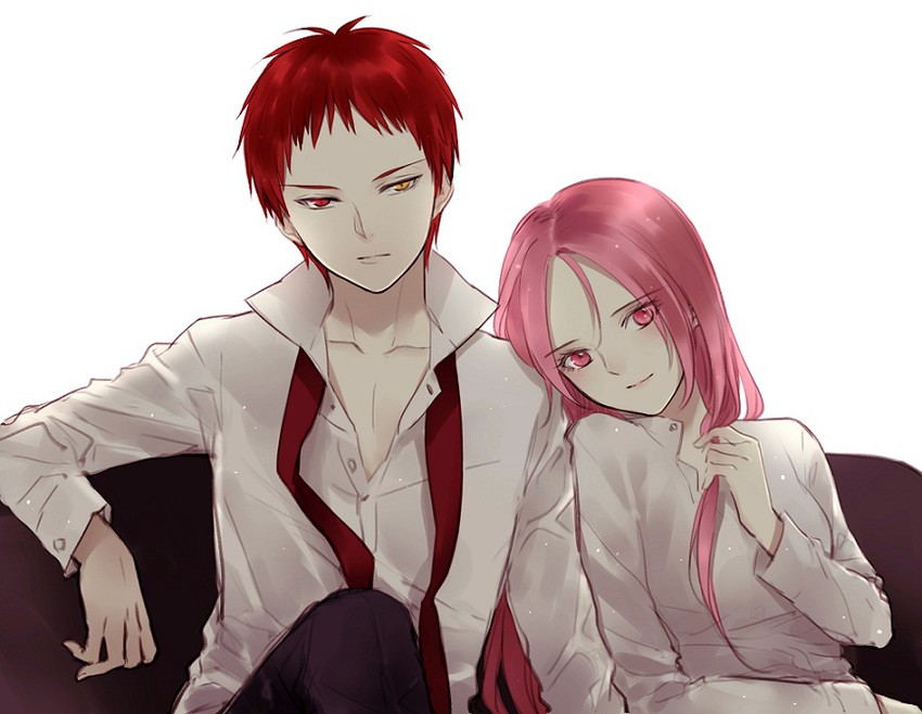 akashi seijuurou and momoi satsuki (kuroko no basuke) drawn by yasai_(getsu)