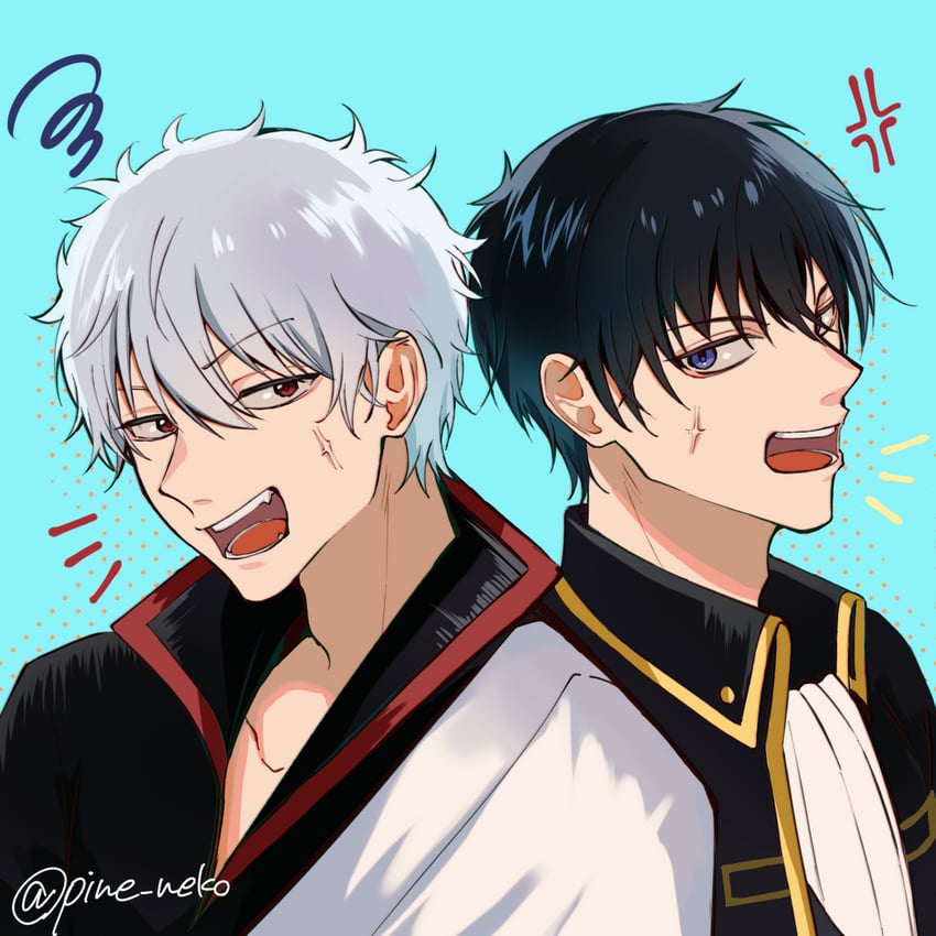 sakata gintoki and hijikata toushirou (gintama) drawn by pine_neko