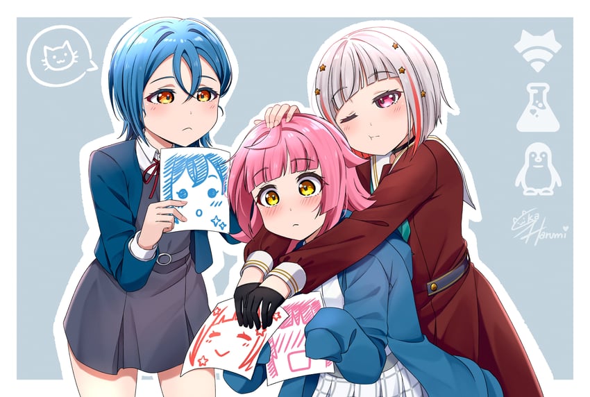yugiri tsuzuri, tennoji rina, and wakana shiki (love live! and 3 more) drawn by ska.harumi