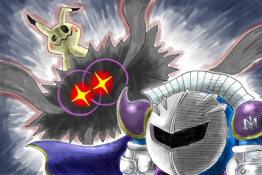 mimikyu and meta knight (pokemon and 2 more) drawn by kicdon