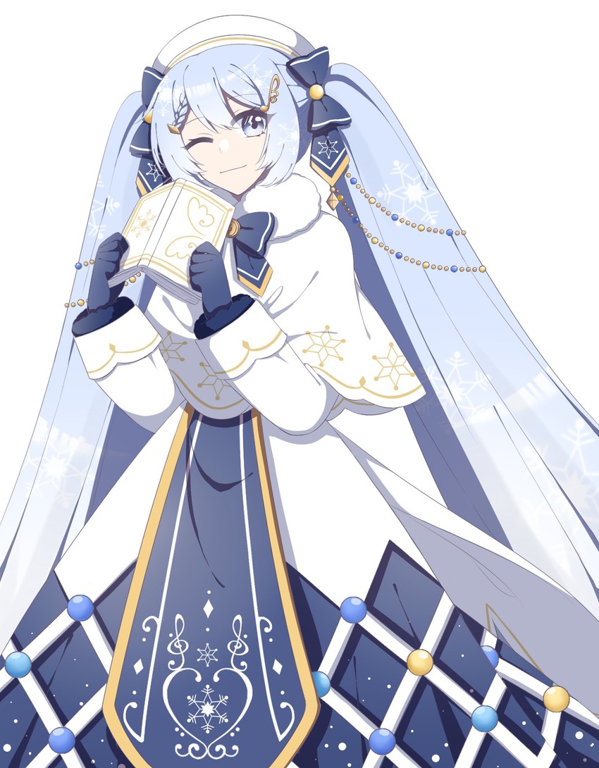 hatsune miku and yuki miku (vocaloid) drawn by ryokucha_keki