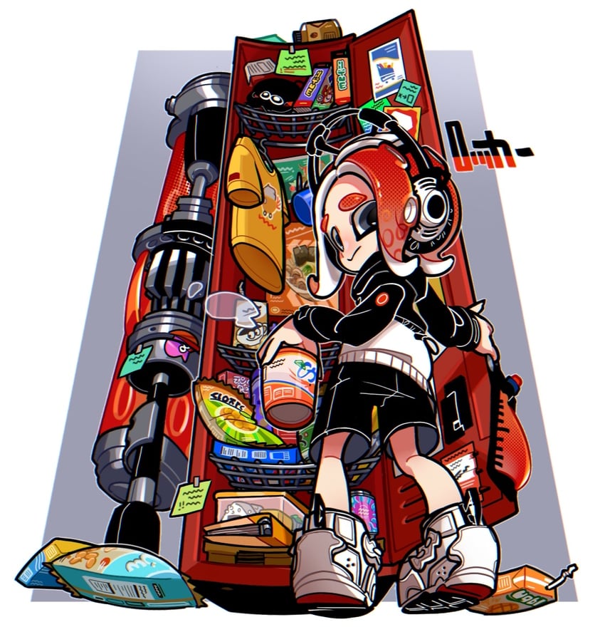 octoling player character and octoling girl (splatoon and 1 more) drawn by w0_tarou