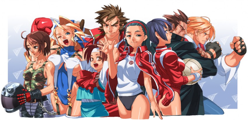 kazama akira, wakaba hinata, tiffany lords, ayuhara natsu, iinchou, and 3 more (justice gakuen) drawn by takoyaki_neko-san