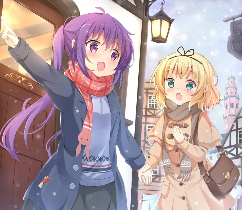 kirima syaro and tedeza rize (gochuumon wa usagi desu ka?) drawn by stick_jitb