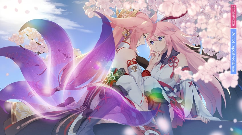yae miko, yae sakura, and sakura ayane (genshin impact and 3 more) drawn by meuwzza_(me_zwa)