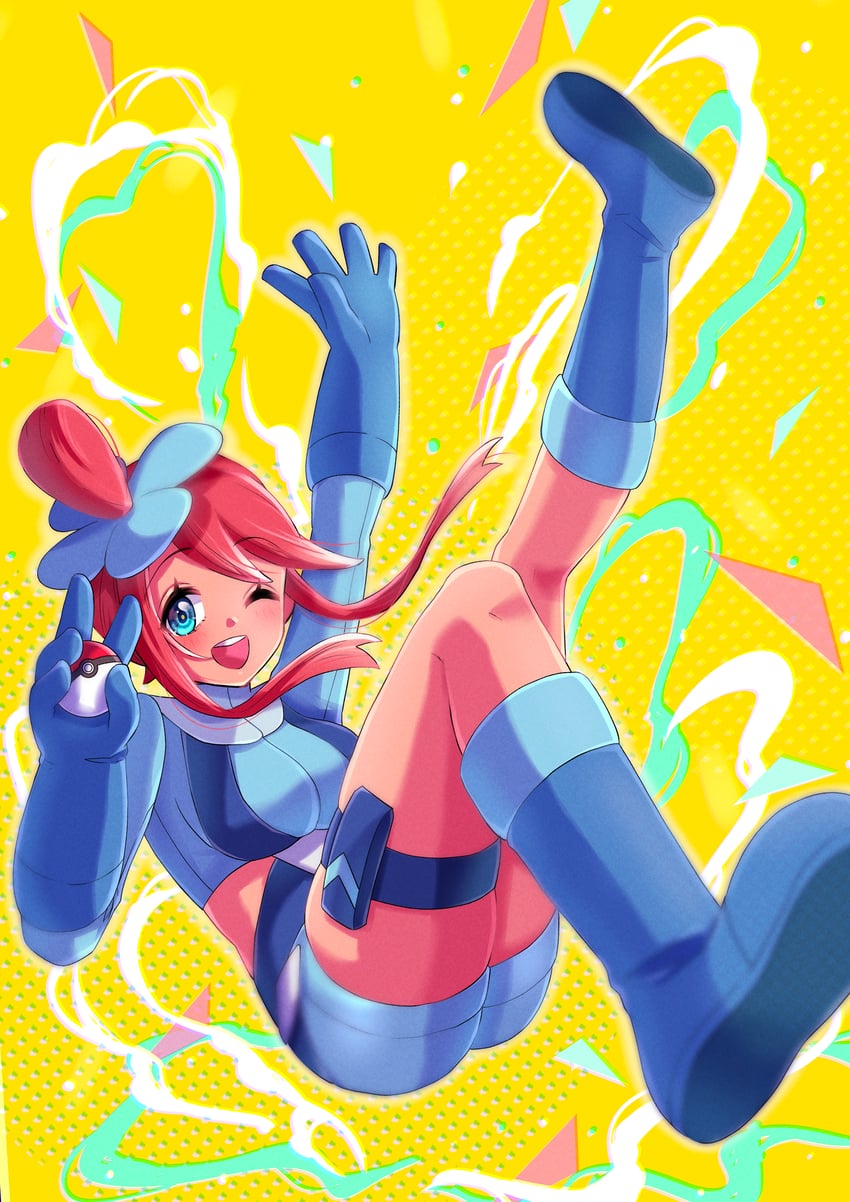 skyla (pokemon and 1 more) drawn by koume_paint